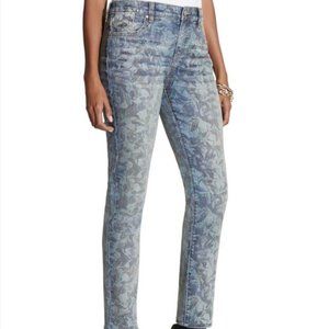 Chicos platinum denim floral ankle jeans size 2 NWOTS